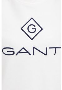 GANT - Gant bluza damska kolor biały z aplikacją. Kolor: biały. Materiał: bawełna. Wzór: aplikacja
