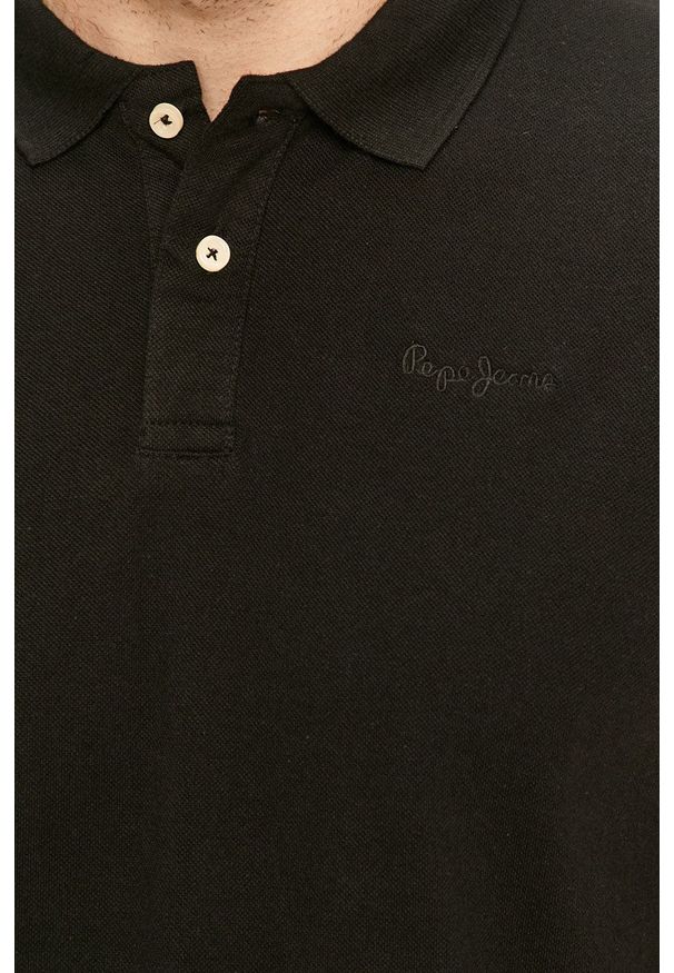 Pepe Jeans - Polo. Okazja: na co dzień. Typ kołnierza: polo. Kolor: czarny. Materiał: dzianina. Długość: krótkie. Styl: casual