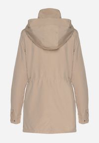 Born2be - Ciemnobeżowa Kurtka Parka Ściągana w Pasie Aridra. Okazja: na spacer, na co dzień. Kolor: beżowy. Materiał: jeans. Styl: casual, elegancki #4