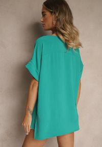 Renee - Zielony Bluzka w Stylu Nietoperza Fadeasia. Kolor: zielony. Materiał: tkanina. Sezon: lato #5