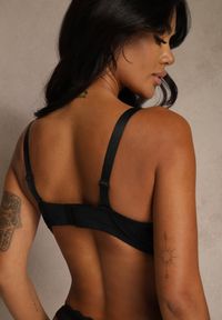 Renee - Czarno-Różowy Biustonosz z Koronką i Cyrkoniami Himelodia. Kolor: czarny. Materiał: koronka. Wzór: koronka #7