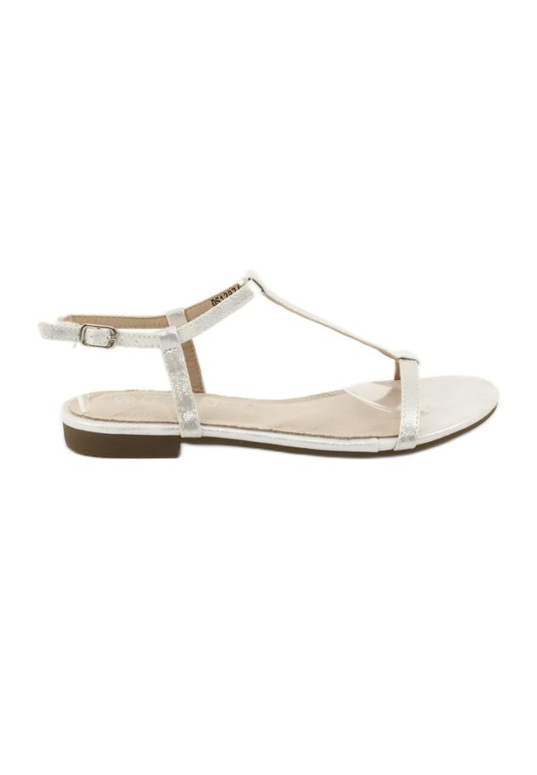 Sandały damskie srebrne Filippo DS1297/20 SI białe szare. Okazja: na co dzień. Zapięcie: pasek. Kolor: biały, szary, wielokolorowy. Materiał: skóra ekologiczna. Wzór: paski. Styl: casual, klasyczny