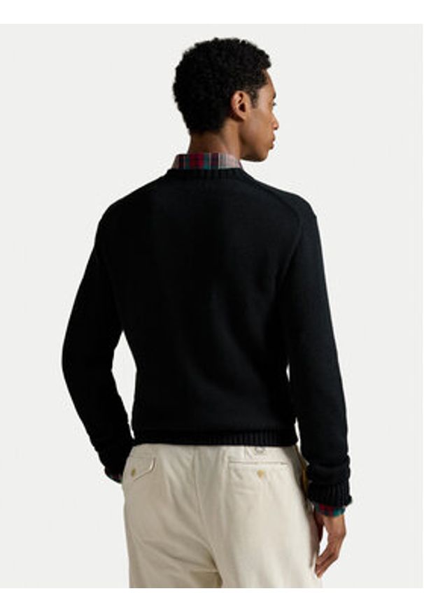 Polo Ralph Lauren Sweter 710982140001 Czarny Regular Fit. Typ kołnierza: polo. Kolor: czarny. Materiał: bawełna
