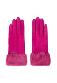 Wittchen - Damskie rękawiczki ze sztucznym futerkiem różowe. Kolor: różowy. Materiał: poliester #4