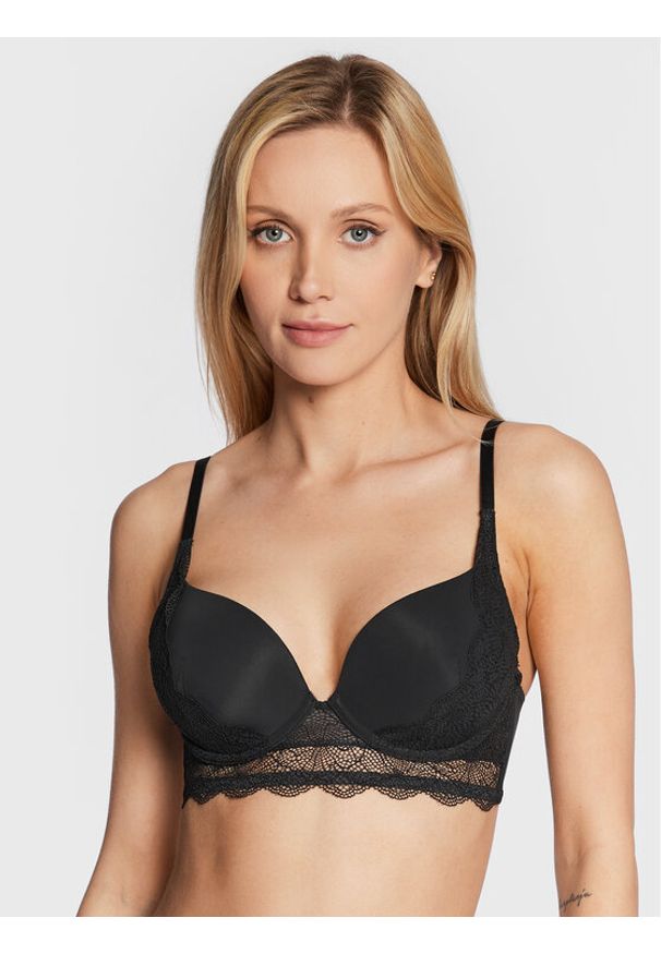 Wonderbra Biustonosz z fiszbiną WB000B2P Czarny. Kolor: czarny. Materiał: syntetyk