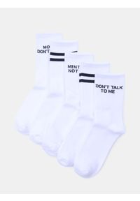 Sinsay - Prążkowane skarpetki 5 pack - biały. Kolor: biały. Materiał: prążkowany #1