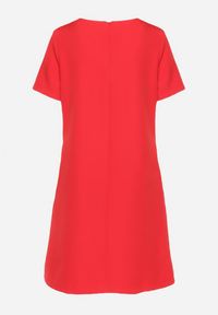 Born2be - Czerwona Sukienka Trapezowa Mini z Kieszeniami Hreona. Kolor: czerwony. Typ sukienki: trapezowe. Długość: mini #4