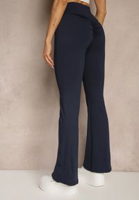Renee - Granatowe Legginsy Dzwony High Waist Orruvana. Stan: podwyższony. Kolor: niebieski. Materiał: tkanina