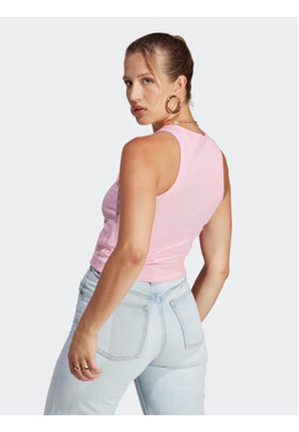 Adidas - adidas T-Shirt Adicolor Essentials Rib Tank Top IB9108 Różowy Slim Fit. Kolor: różowy. Materiał: bawełna