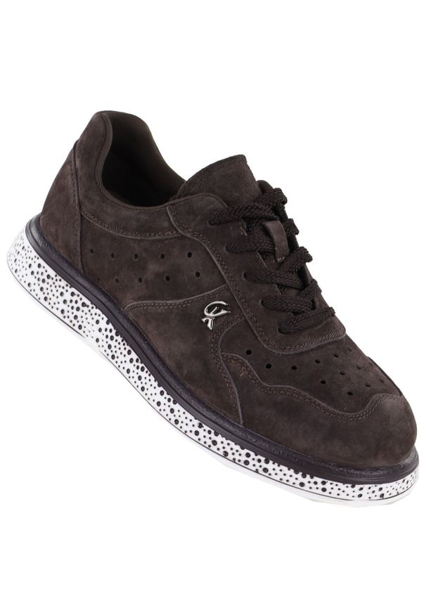 Skórzane półbuty damskie zamszowe brązowe Vinceza 66903. Kolor: brązowy. Materiał: skóra. Szerokość cholewki: normalna. Wzór: ażurowy