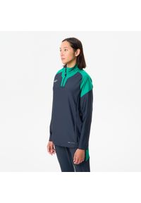KIPSTA - Bluza piłkarska Kipsta Viralto Club na krótki suwak. Kolor: szary, wielokolorowy, zielony. Materiał: poliester, materiał, elastan. Długość: krótkie. Sport: piłka nożna