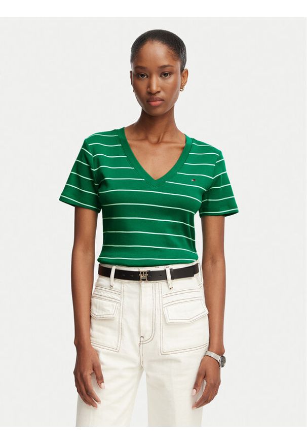 TOMMY HILFIGER - Tommy Hilfiger T-Shirt New Cody WW0WW40584 Zielony Slim Fit. Kolor: zielony. Materiał: bawełna