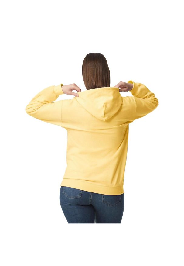 GILDAN - Bluza Z Kapturem Dla Dorosłych Unisex Softstyle Fleece Midweight. Typ kołnierza: kaptur. Kolor: żółty. Materiał: poliester, bawełna