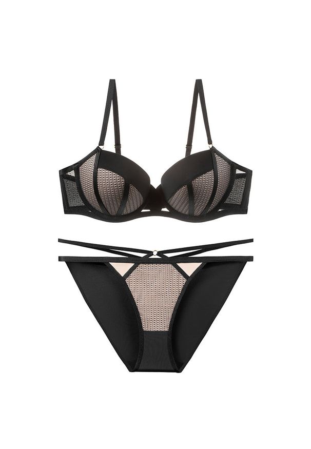 Intica - Komplet bielizny z eleganckim wzornictwem Luann. Kolor: wielokolorowy. Materiał: materiał, skóra