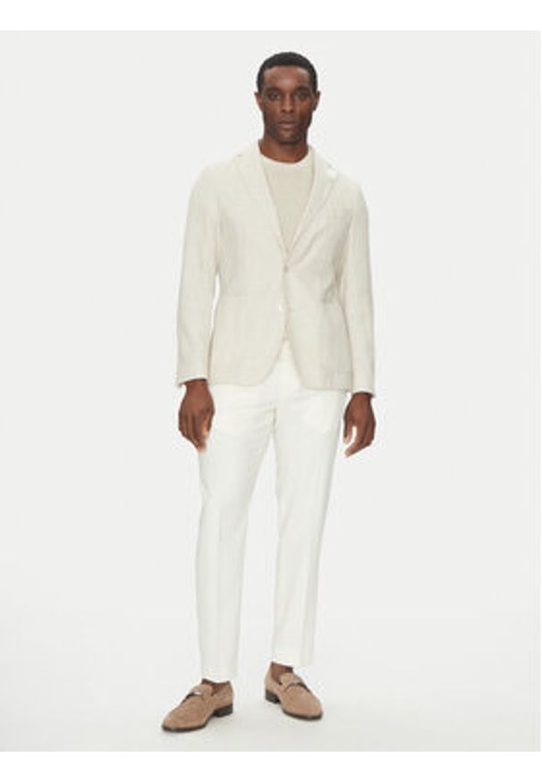 BOSS Marynarka C-Hanry-252 50540742 Écru Slim Fit. Materiał: bawełna