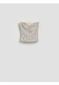 Reserved - Top z cekinami - srebrny. Kolor: srebrny. Materiał: dzianina #1