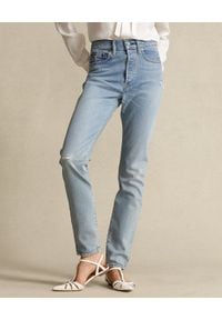 Ralph Lauren - RALPH LAUREN - Jeansy z wysokim stanem Callen. Stan: podwyższony. Kolor: niebieski. Wzór: aplikacja
