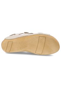 Beżowe Sandały Armodo Stylowe Obuwie Damskie. Okazja: na co dzień. Zapięcie: rzepy. Kolor: beżowy. Materiał: skóra. Wzór: geometria. Sezon: lato. Styl: elegancki #3