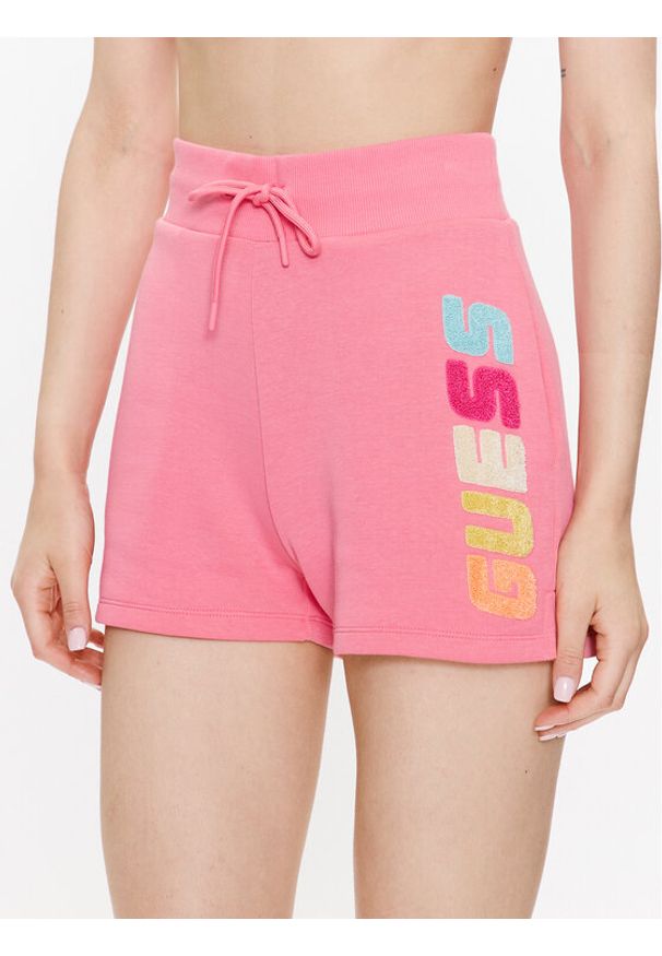 Guess Szorty sportowe Edwina V3GD11 FL04P Różowy Loose Fit. Kolor: różowy. Materiał: bawełna
