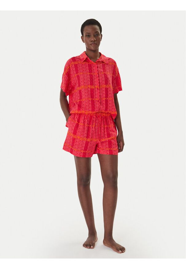 DKNY Piżama YI90113 Różowy Regular Fit. Kolor: różowy. Materiał: wiskoza