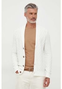 Lindbergh kardigan bawełniany kolor biały. Kolor: biały. Materiał: bawełna. Wzór: gładki #1