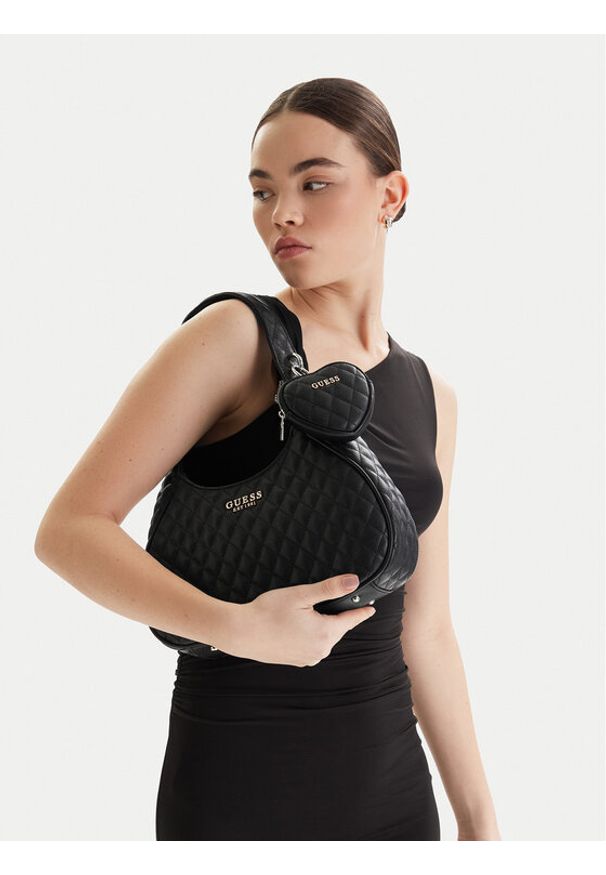 Guess Torebka Atabey HWQG98 94010 Czarny. Kolor: czarny. Materiał: skórzane