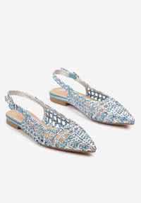 Born2be - Niebieskie Sandały Slingback z Ażurowej Plecionki z Noskiem w Szpic Nanorella. Okazja: na co dzień, na spacer. Kolor: niebieski. Wzór: ażurowy. Styl: casual #6