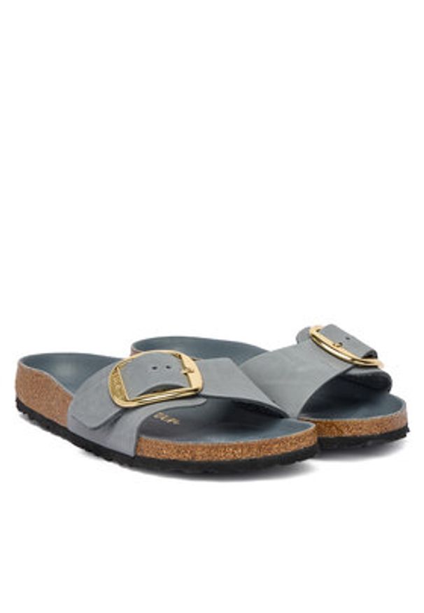 Birkenstock Klapki Madrid Big Buckle Hex 1032090 Szary. Kolor: szary. Materiał: skóra