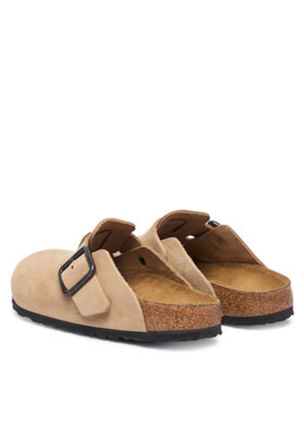 Birkenstock Klapki Boston Wire Buckle 1031573 Beżowy jasny. Kolor: beżowy. Materiał: nubuk, skóra