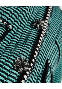 SELF PORTRAIT - Zielony kardigan w paski. Kolor: czarny. Materiał: materiał. Wzór: paski