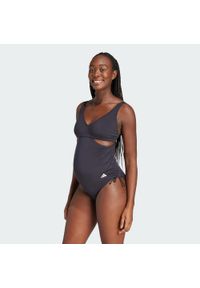 Adidas - Strój do pływania Iconisea Maternity U-Back. Kolekcja: moda ciążowa. Kolor: czarny, biały, wielokolorowy. Materiał: materiał