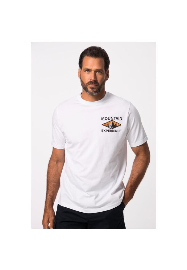 JAY-PI - Męski T-shirt FLEXNAMIC® outdoorowy rękaw 1/2 nadruk z tyłu QuickDry. Kolekcja: plus size. Kolor: biały. Materiał: materiał, poliester, bawełna. Wzór: nadruk