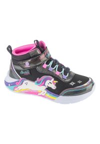 skechers - Buty sportowe Sneakersy dziewczęce, S-Lights: Unicorn Chaser - Jumping Magic. Okazja: na co dzień. Kolor: czarny. Sport: turystyka piesza