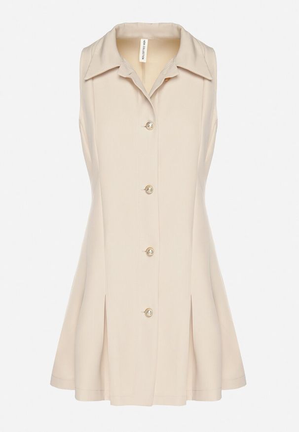 Born2be - Beżowa Koszulowa Sukienka z Ozdobnymi Guzikami Redellee. Okazja: na co dzień, na spacer. Typ kołnierza: kołnierzyk klasyczny. Kolor: beżowy. Typ sukienki: koszulowe. Styl: casual, klasyczny