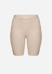 Born2be - Beżowe Klasyczne Szorty z Gumką w Talii i Wysokim Stanem Liramelle. Okazja: na co dzień. Stan: podwyższony. Kolor: beżowy. Styl: klasyczny #3