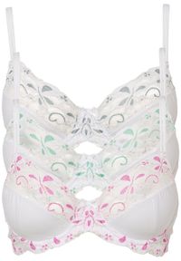 bonprix - Biustonosz na fiszbinach z delikatną koronką (3 szt.). Kolor: biały. Materiał: poliamid, koronka. Wzór: koronka #1