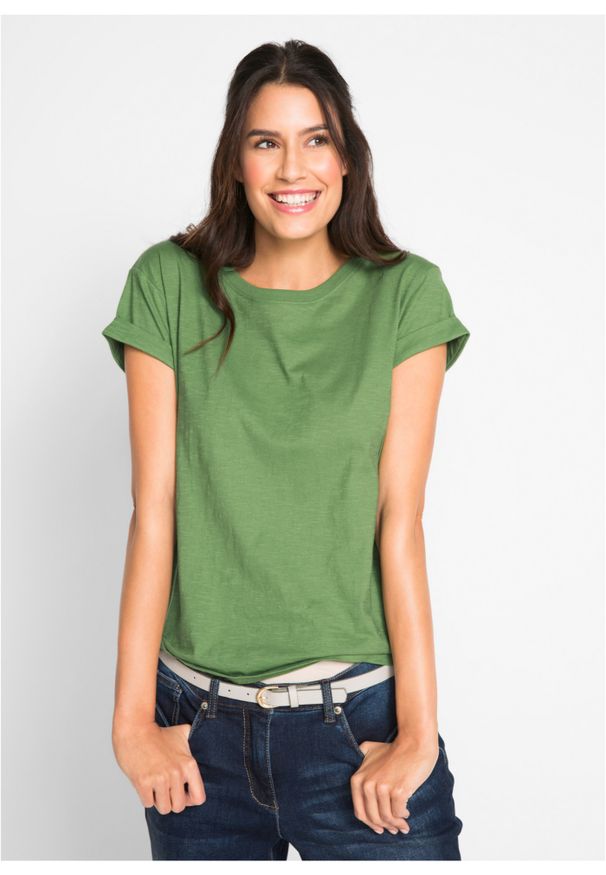 bonprix - Shirt boxy, krótki rękaw. Kolor: zielony. Długość rękawa: krótki rękaw. Długość: krótkie