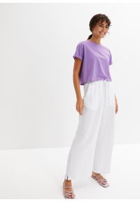 bonprix - Muślinowe spodnie palazzo, przewiewne. Kolor: biały. Sezon: lato #2