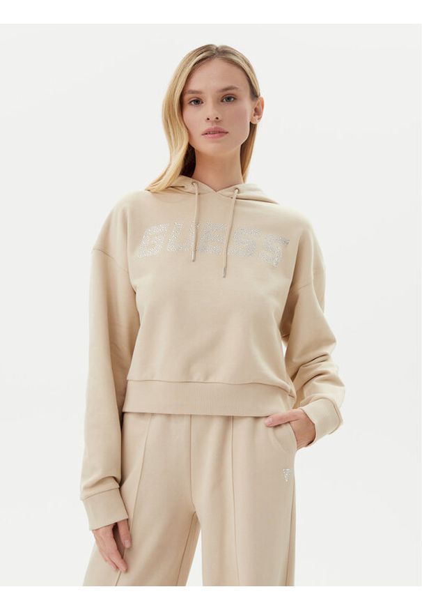Guess Bluza V5GQ09 KCRP0 Beżowy Relaxed Fit. Kolor: beżowy. Materiał: bawełna