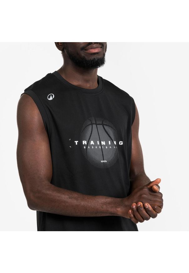 KIPSTA - Koszulka do koszykówki bez rękawów unisex Tarmak Fast 500. Kolor: szary, wielokolorowy, czarny. Materiał: poliester, materiał. Długość rękawa: bez rękawów. Sport: koszykówka