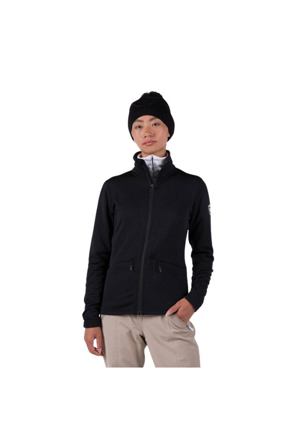 Bluza narciarska Rossignol W Blackside Fleece FZ czarna. Kolor: czarny. Sezon: zima. Sport: narciarstwo