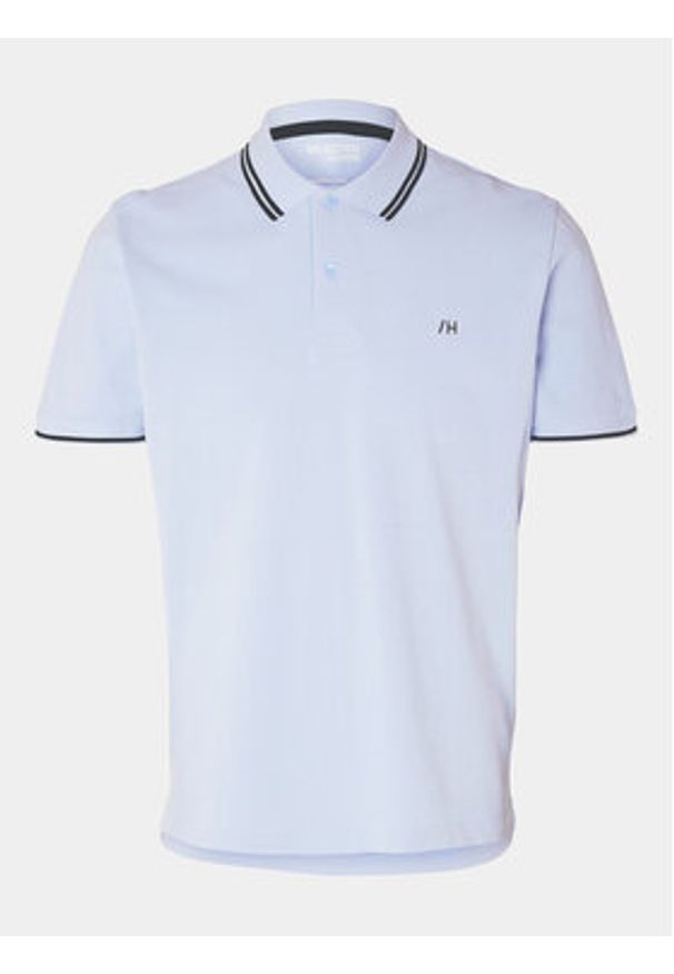 Selected Homme Polo 16087840 Błękitny Regular Fit. Typ kołnierza: polo. Kolor: niebieski. Materiał: bawełna