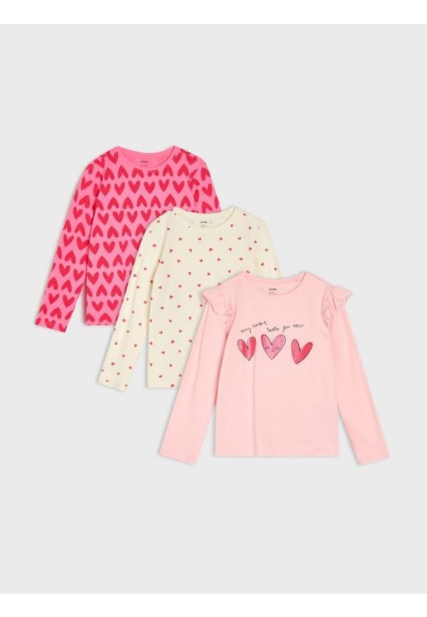 Sinsay - Bawełniana koszulka 3 pack - wielobarwny. Materiał: bawełna