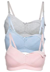 bonprix - Biustonosz do karmienia bez fiszbinów (3 szt.), bawełna organiczna. Kolor: żółty. Materiał: bawełna. Wzór: melanż, aplikacja #1