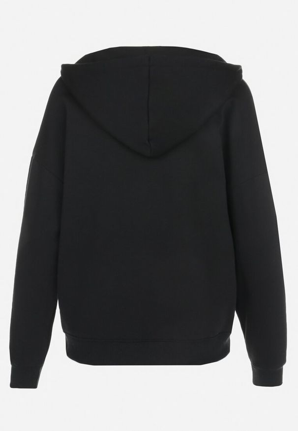 Born2be - Czarna Bluza z Kapturem i Suwakiem Oversize Hil. Typ kołnierza: kaptur. Kolor: czarny. Materiał: polar, dzianina. Długość rękawa: długi rękaw. Długość: długie. Styl: sportowy