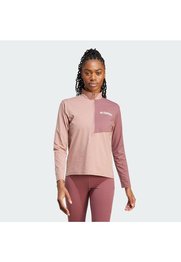 Adidas - Koszulka Terrex Multi Climacool 1/2 Zip Long Sleeve. Kolor: różowy. Długość rękawa: długi rękaw. Technologia: ClimaCool (Adidas). Sport: turystyka piesza