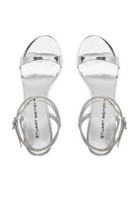 Stuart Weitzman Sandały Naudistini Wrap 100 SM911 Srebrny. Kolor: srebrny. Materiał: lakier, skóra #6