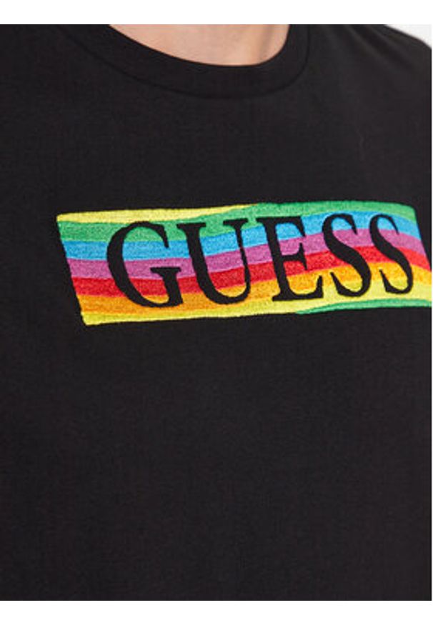 Guess T-Shirt M3YI60 K9RM1 Czarne rodowanie Slim Fit. Kolor: czarny. Materiał: bawełna