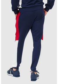 EA7 Emporio Armani - EA7 Granatowe spodnie męskie Olimpia milano, Rozmiar M. Kolor: niebieski. Materiał: bawełna, dresówka. Wzór: nadruk, aplikacja #4