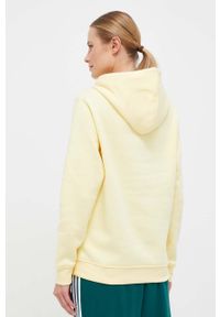 adidas Originals bluza damska kolor żółty z kapturem z aplikacją. Typ kołnierza: kaptur. Kolor: żółty. Materiał: materiał. Wzór: aplikacja #3